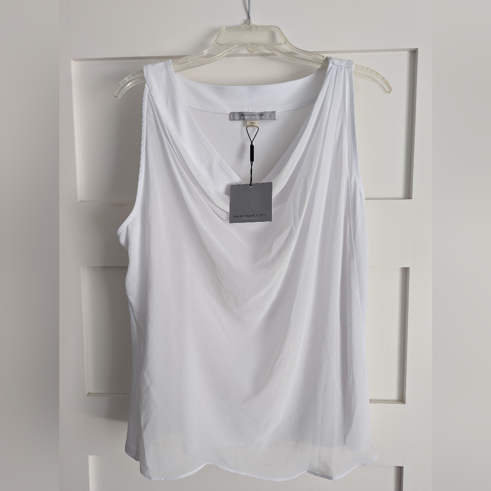 White blouse with sheer swing overlay, size XL